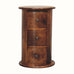 Holt 3 Drawer Drum Bedside Table, Small - Chestnut Bedside Tables - Bokel Home
