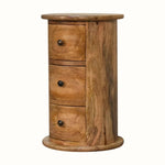 Holt 3 Drawer Drum Bedside Table, Small - Natural Bedside Tables - Bokel Home