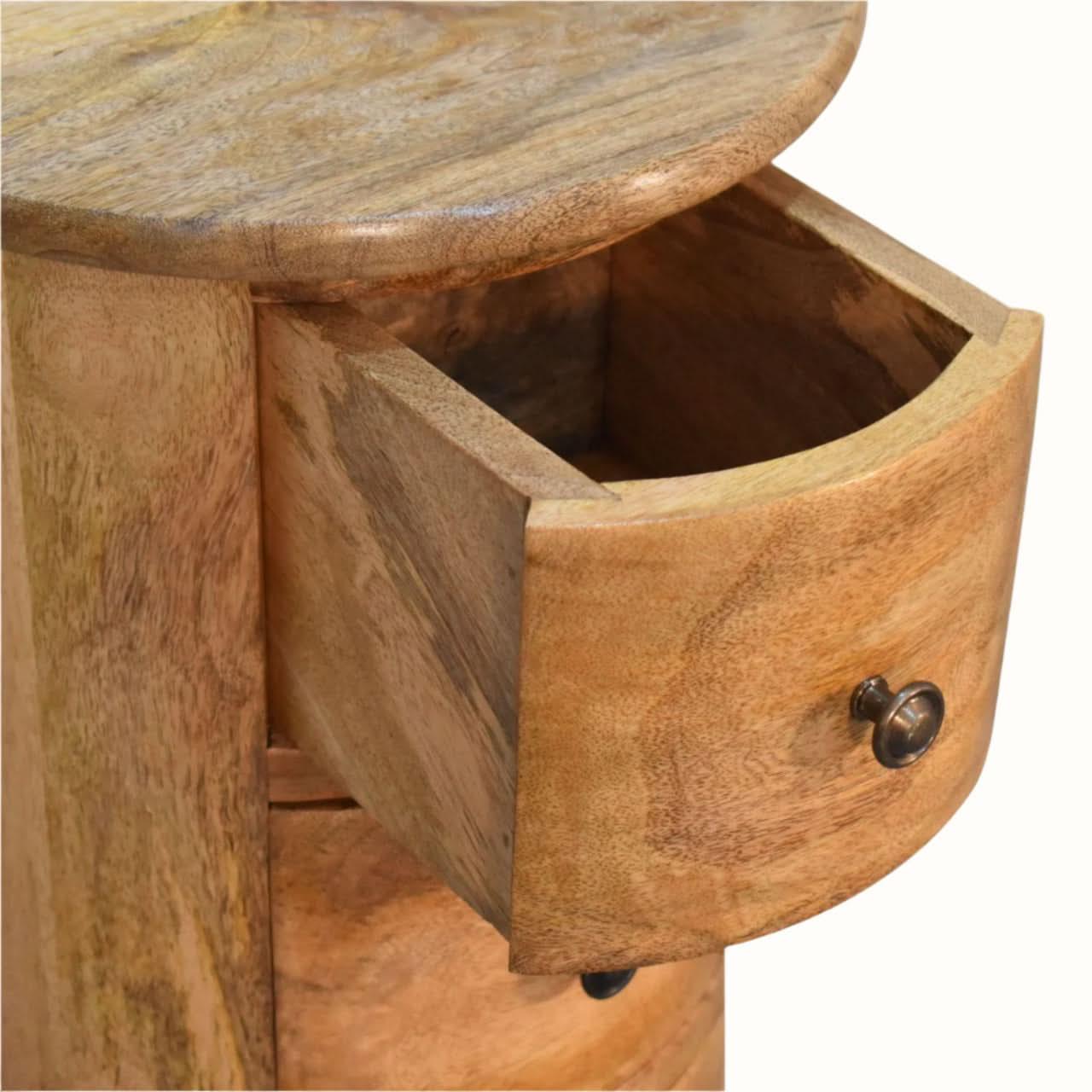 Holt 3 Drawer Drum Bedside Table, Small - Natural Bedside Tables - Bokel Home