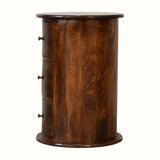 Holt 3 Drawer Drum Side Table, Medium - Chestnut Side Tables - Bokel Home