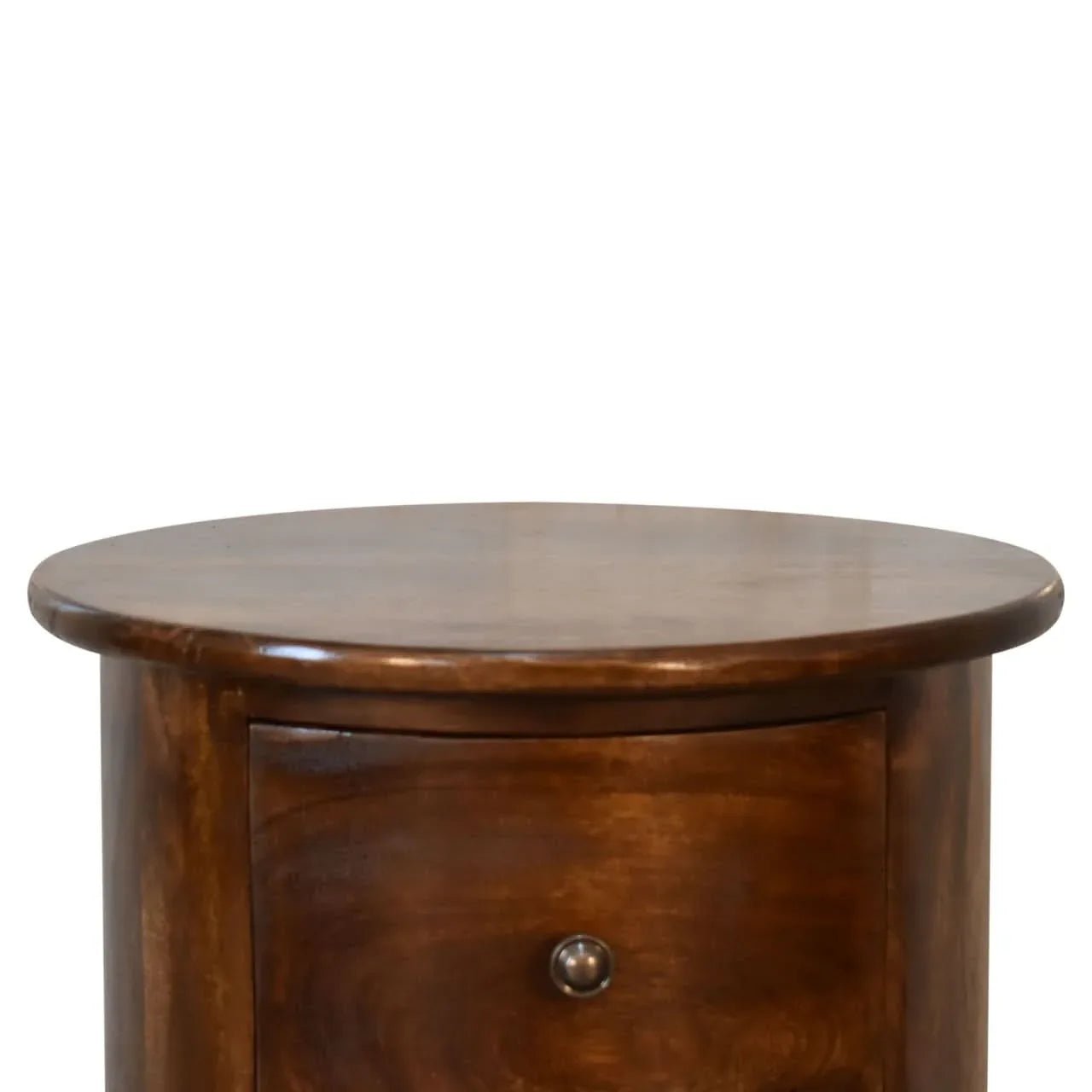 Holt 3 Drawer Drum Side Table, Medium - Chestnut Side Tables - Bokel Home