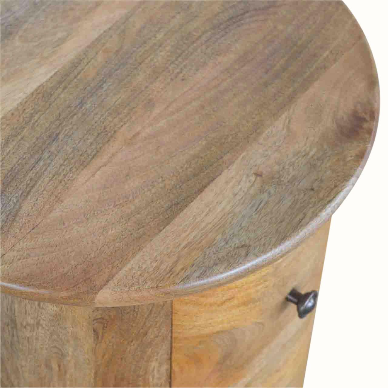Holt 3 Drawer Drum Side Table, Medium - Natural Side Tables - Bokel Home