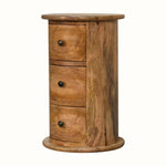 Holt 3 Drawer Drum Side Table, Small - Natural Side Tables - Bokel Home