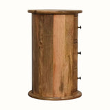 Holt 3 Drawer Drum Side Table, Small - Natural Side Tables - Bokel Home