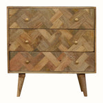 Rian Herringbone Chest of 3 Drawers, Medium - Natural