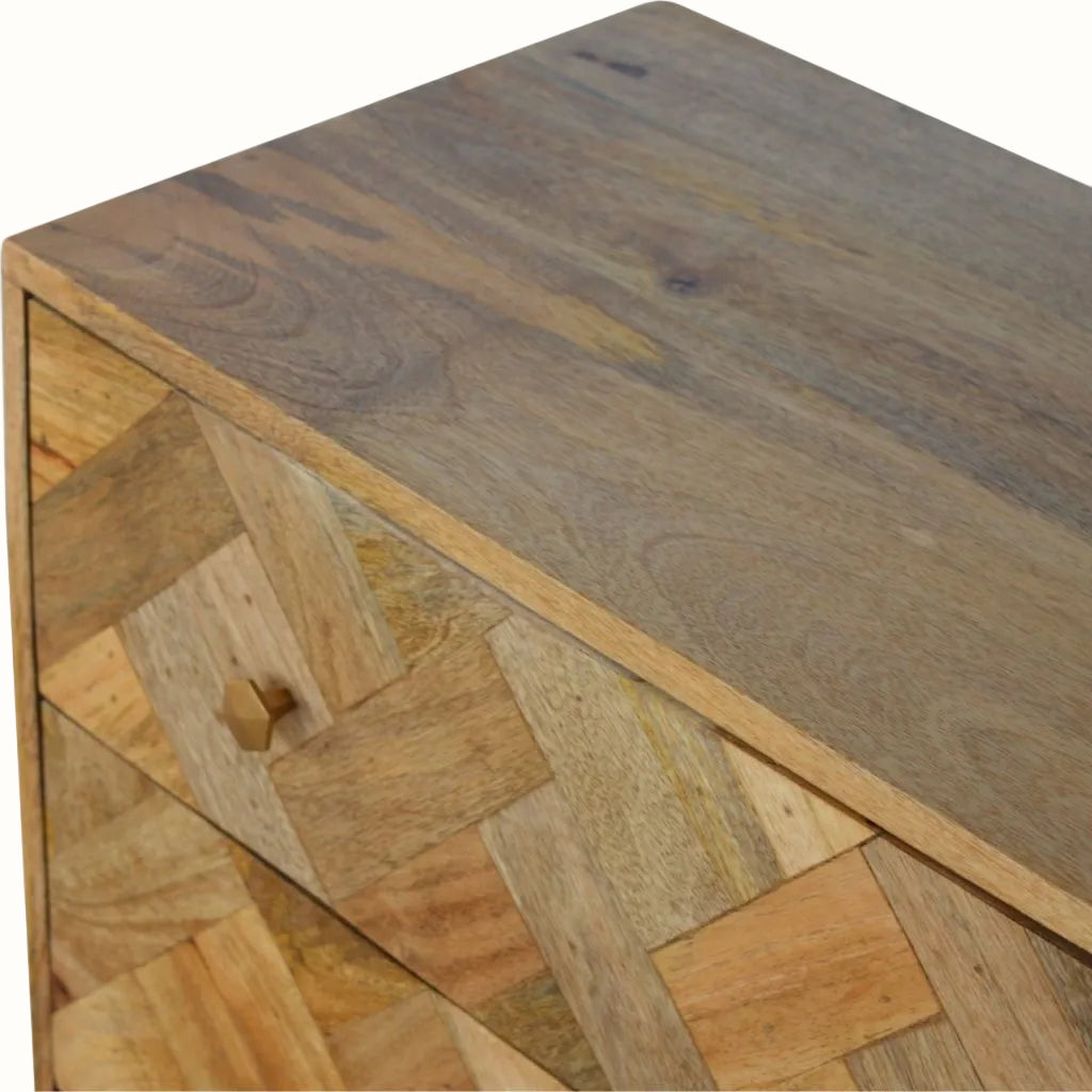 Rian Herringbone Chest of 3 Drawers, Medium - Natural