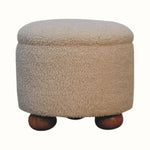 Jalla Bouclé Storage Footstool - Cream/Natural Footstools - Bokel Home