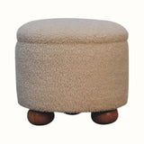 Jalla Bouclé Storage Footstool - Cream/Natural Footstools - Bokel Home