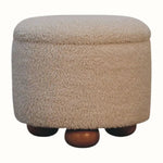 Jalla Bouclé Storage Footstool - Cream/Natural Footstools - Bokel Home