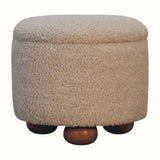 Jalla Bouclé Storage Footstool - Cream/Natural Footstools - Bokel Home