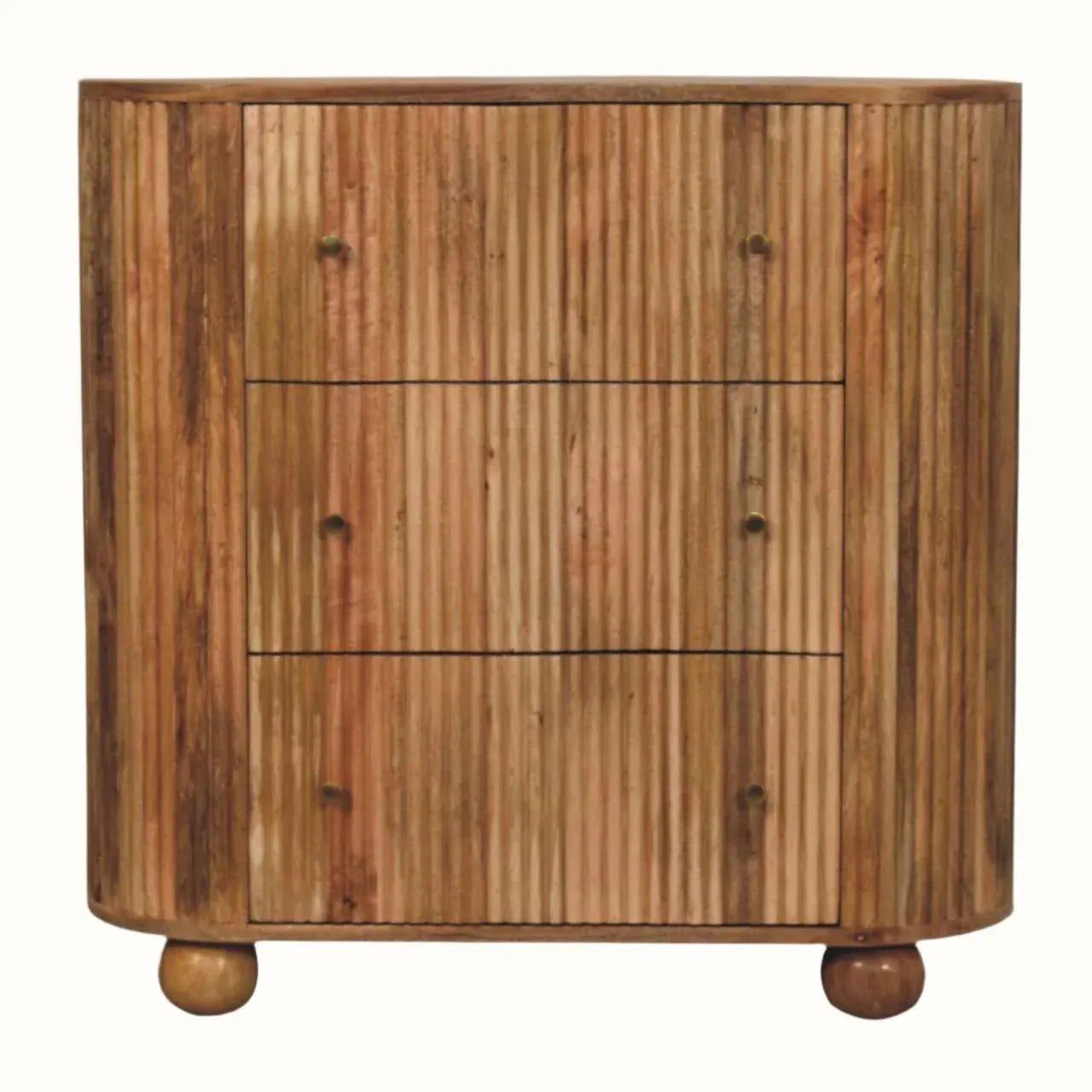 Jalla Chest of 3 Drawers with Ball Feet - Natural Chest of Drawers - Bokel Home