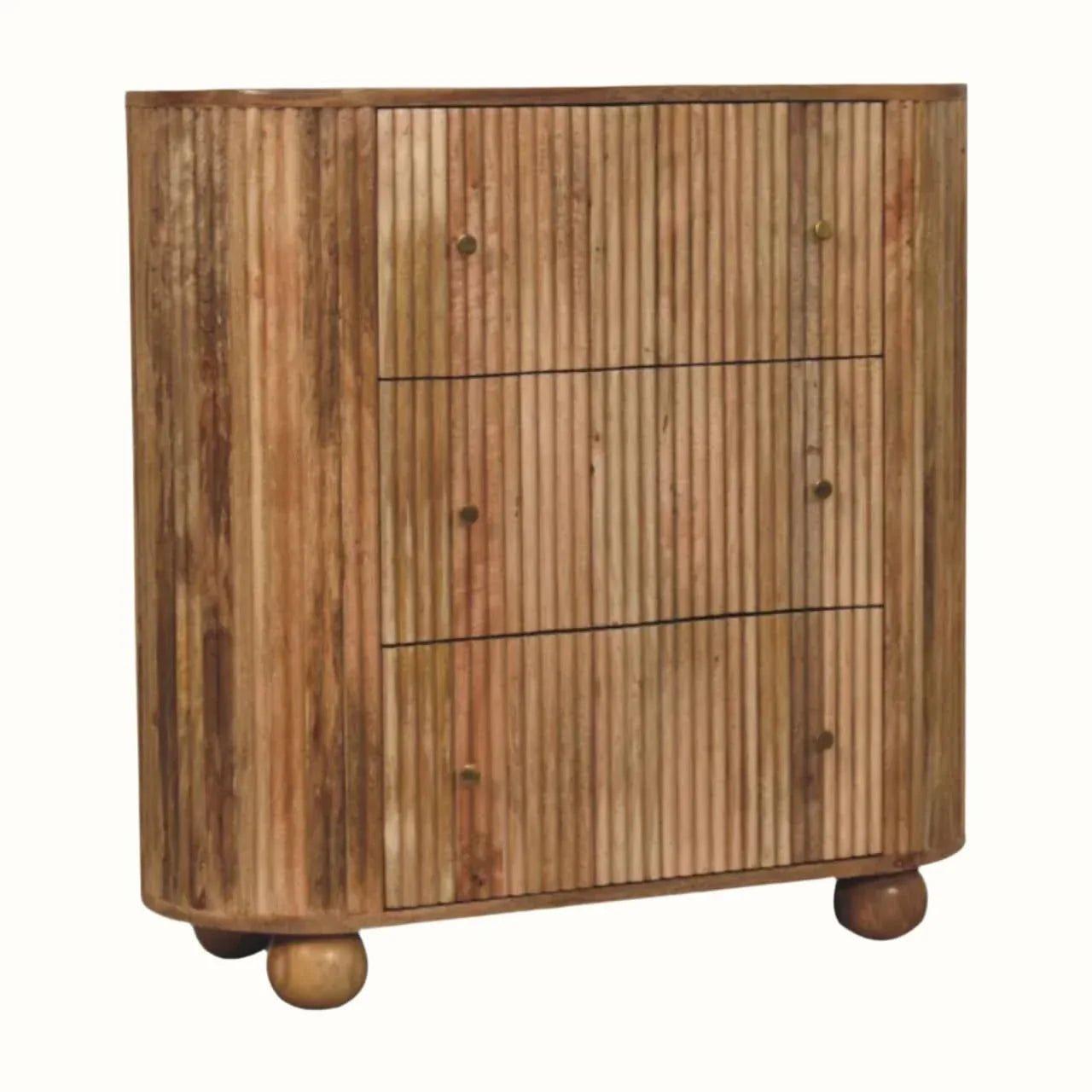 Jalla Chest of 3 Drawers with Ball Feet - Natural Chest of Drawers - Bokel Home