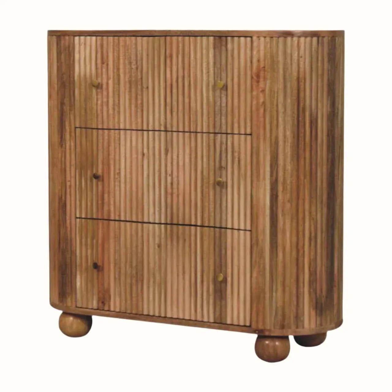 Jalla Chest of 3 Drawers with Ball Feet - Natural Chest of Drawers - Bokel Home