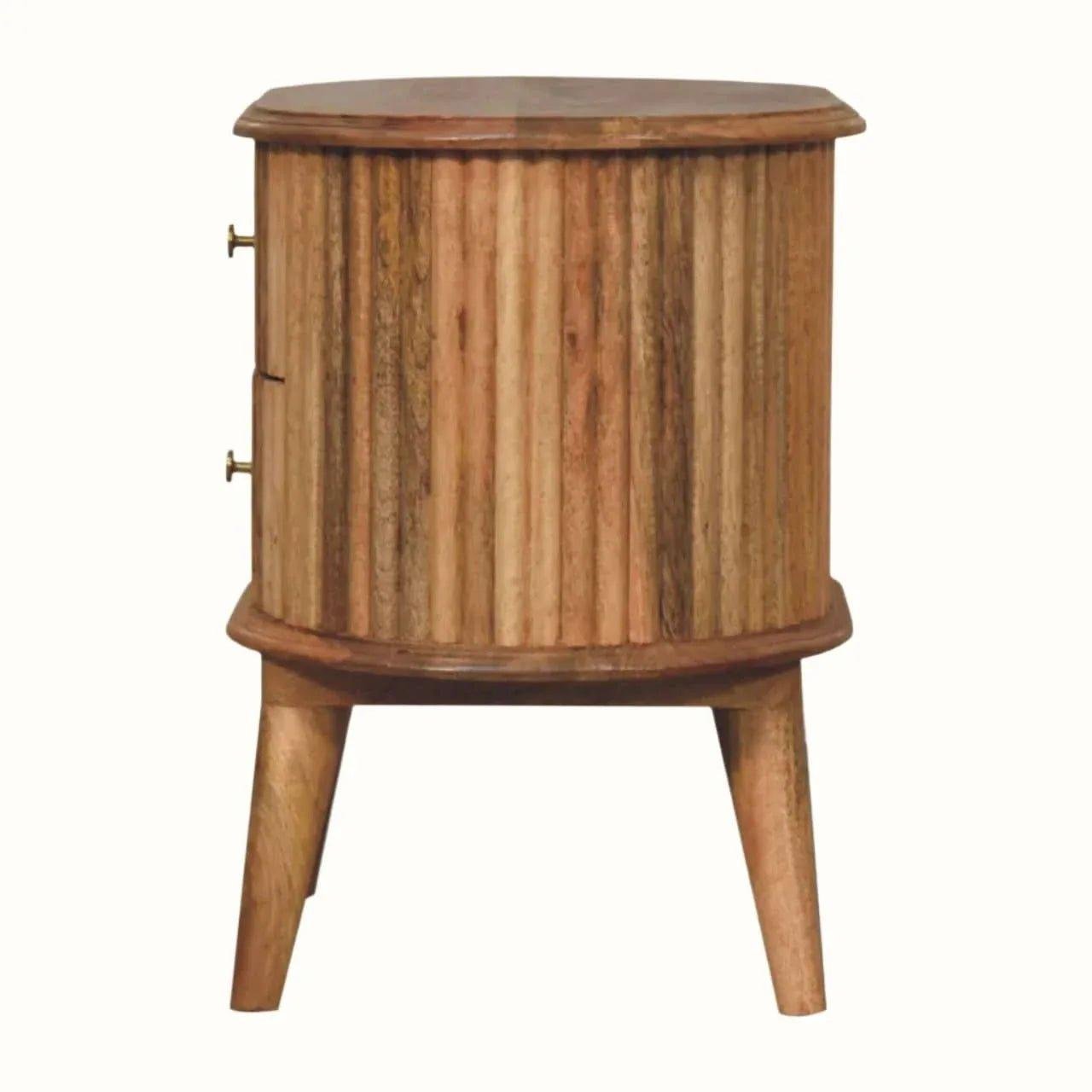 Jalla Fluted Bedside Table with 2 Drawers, Small - Natural Bedside Tables - Bokel Home