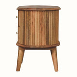 Jalla Fluted Bedside Table with 2 Drawers, Small - Natural Bedside Tables - Bokel Home