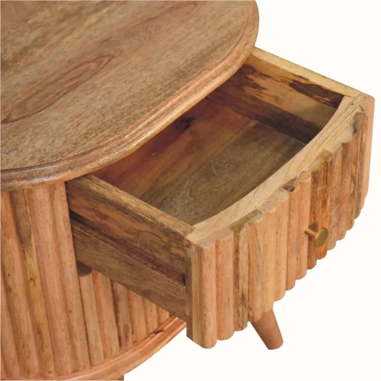Jalla Fluted Bedside Table with 2 Drawers, Small - Natural Bedside Tables - Bokel Home