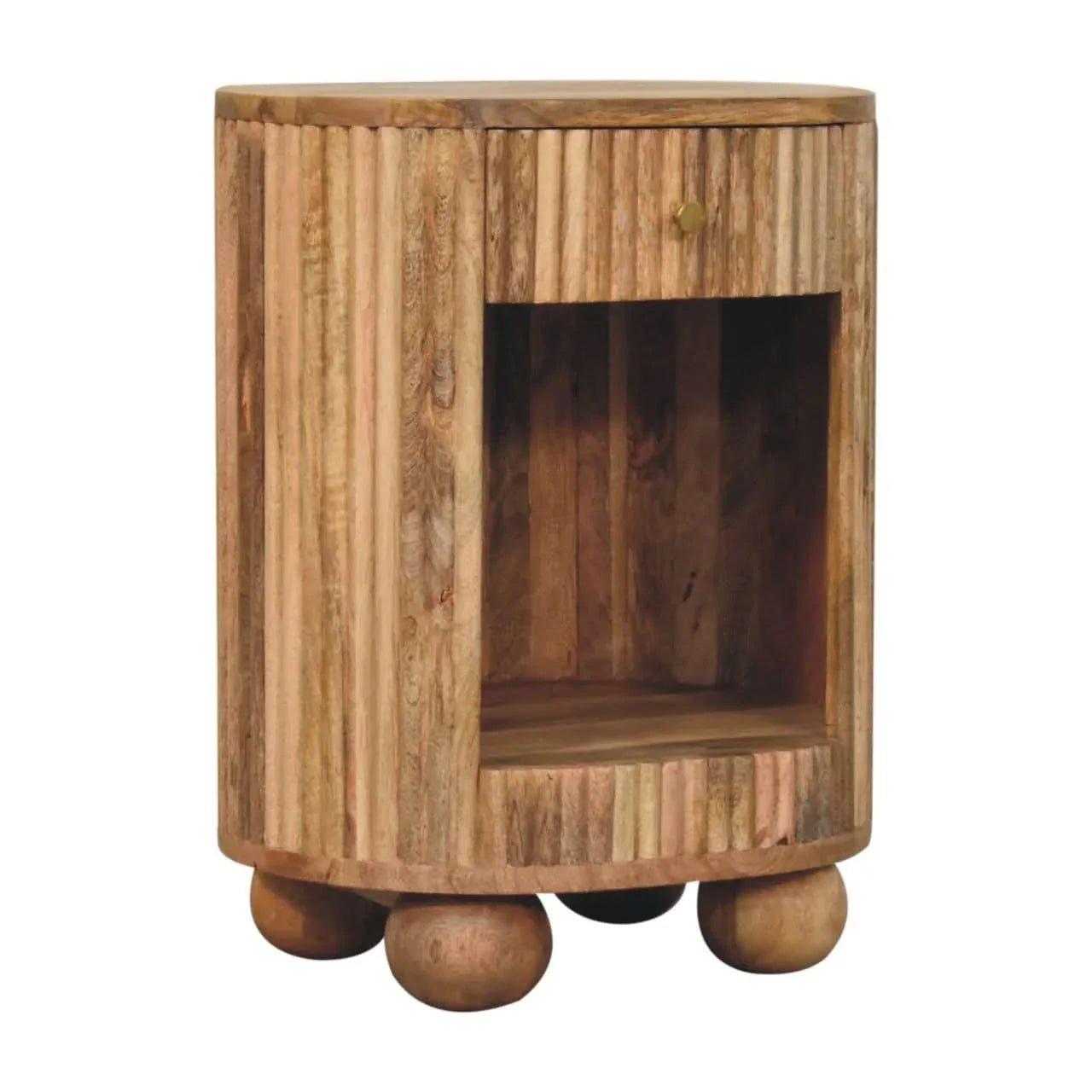 Jalla Open Bedside Table with 1 Drawer, Medium - Natural Bedside Tables - Bokel Home