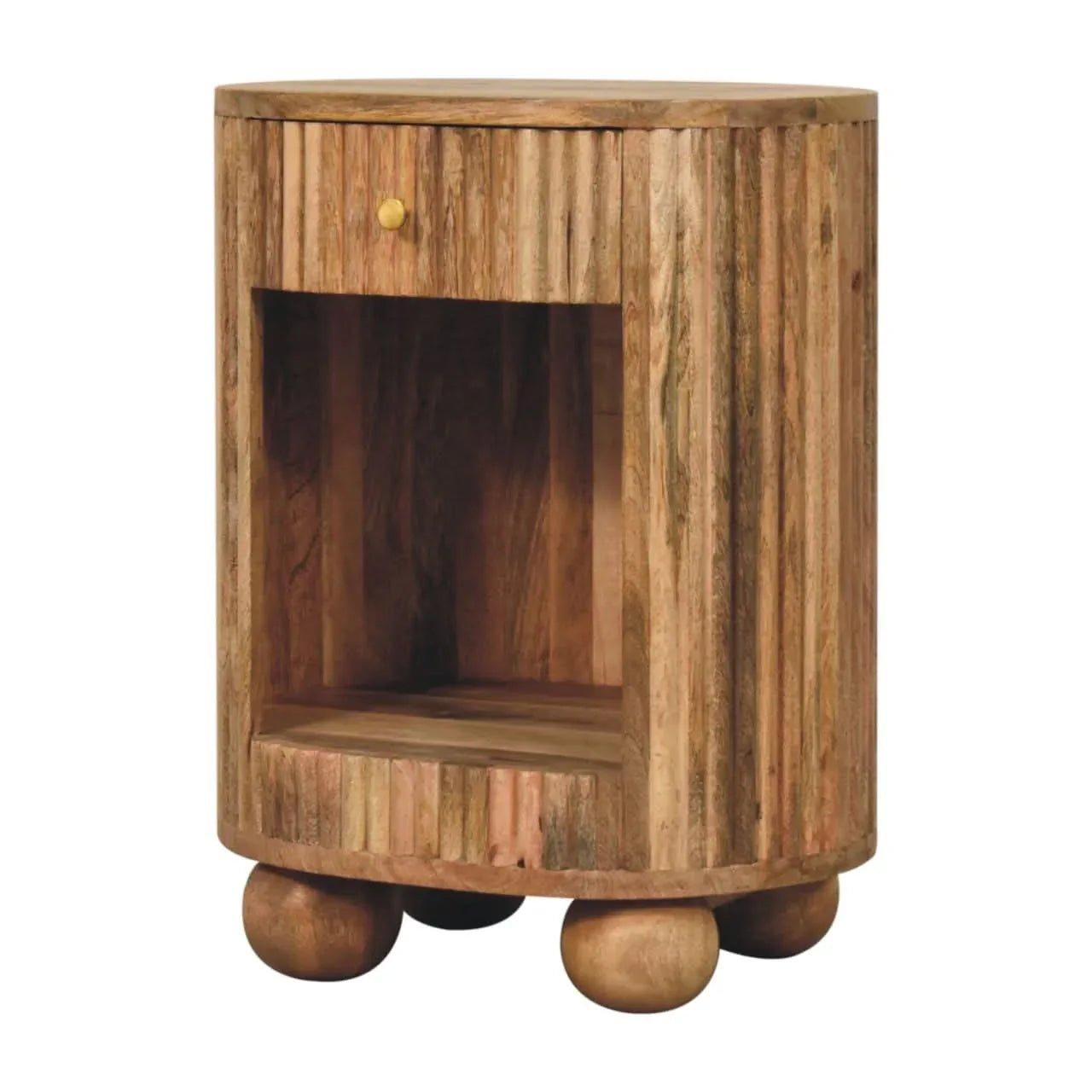 Jalla Open Bedside Table with 1 Drawer, Medium - Natural Bedside Tables - Bokel Home