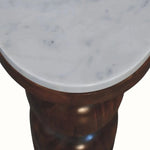 Kaia Marble Top Circular Side Table - Amber Oak Side Tables - Bokel Home