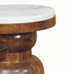 Kaia Marble Top Circular Side Table - Amber Oak Side Tables - Bokel Home