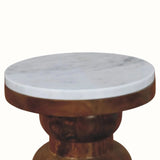 Kaia Marble Top Circular Side Table - Amber Oak Side Tables - Bokel Home