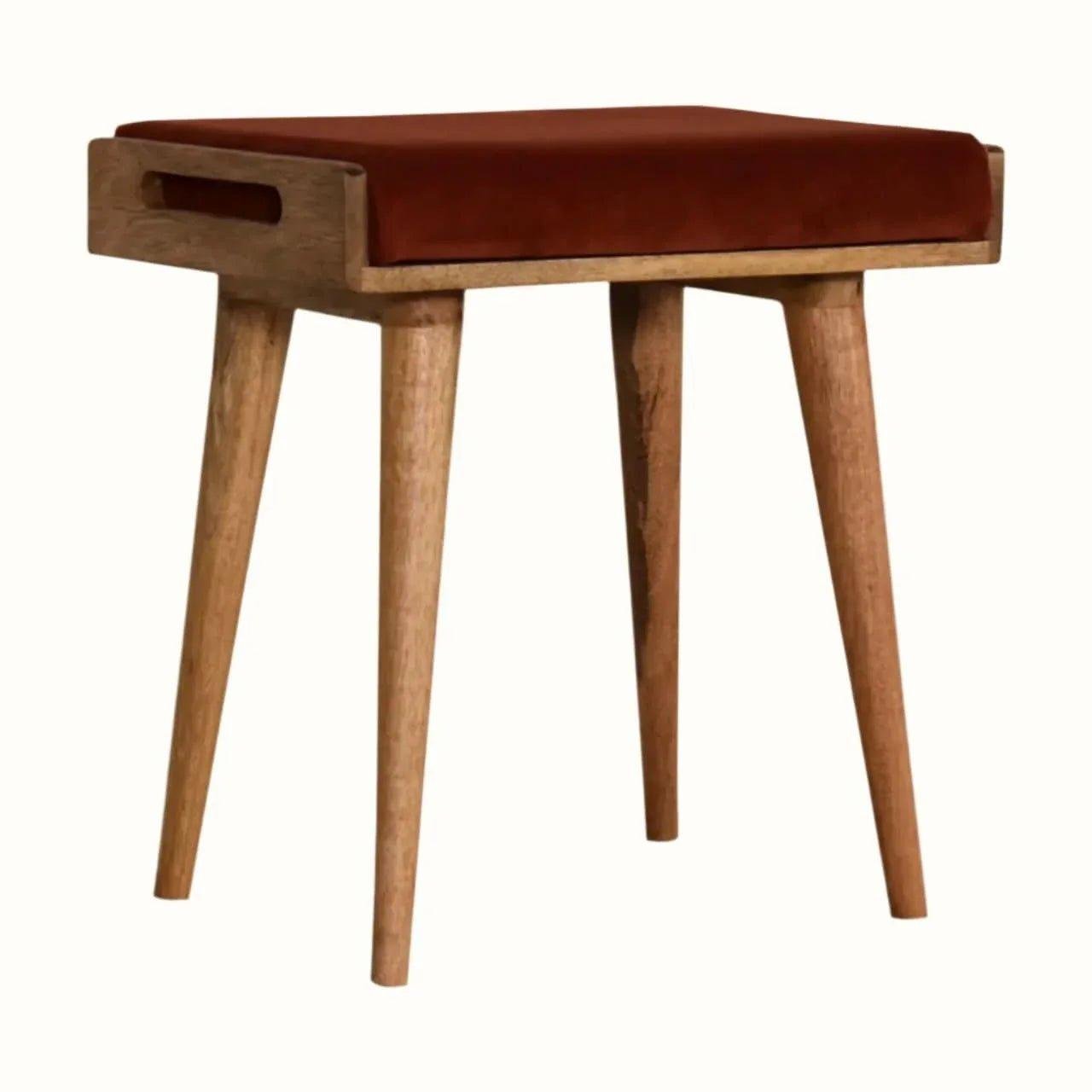Keene Bench - Burnt Red Velvet/Natural Bench - Bokel Home