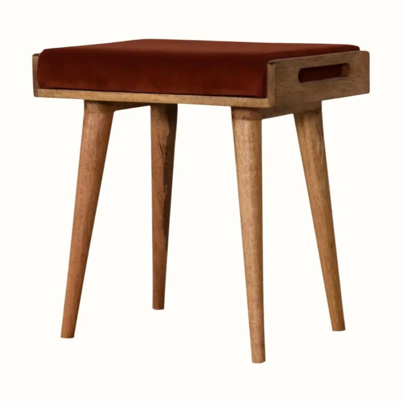 Keene Bench - Burnt Red Velvet/Natural Bench - Bokel Home