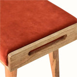 Keene Bench - Burnt Red Velvet/Natural Bench - Bokel Home