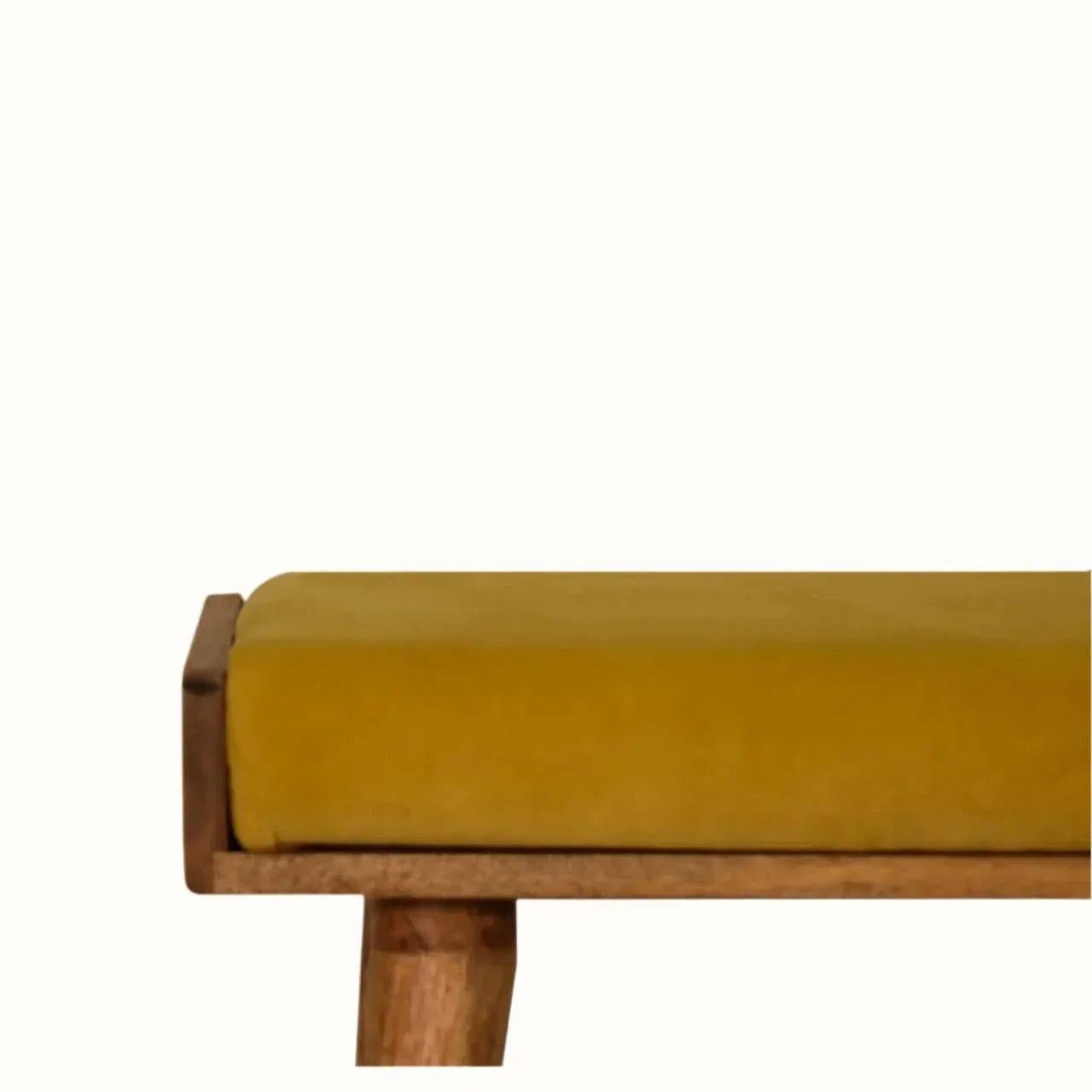 Keene Bench - Mustard Velvet/Natural Bench - Bokel Home