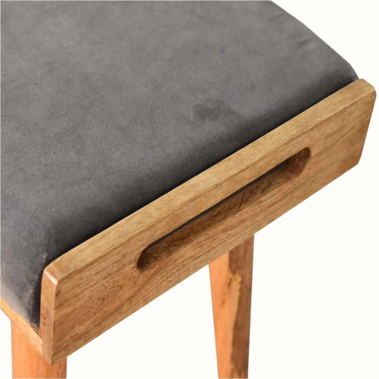 Keene Bench - Stone Grey Velvet/Natural Bench - Bokel Home