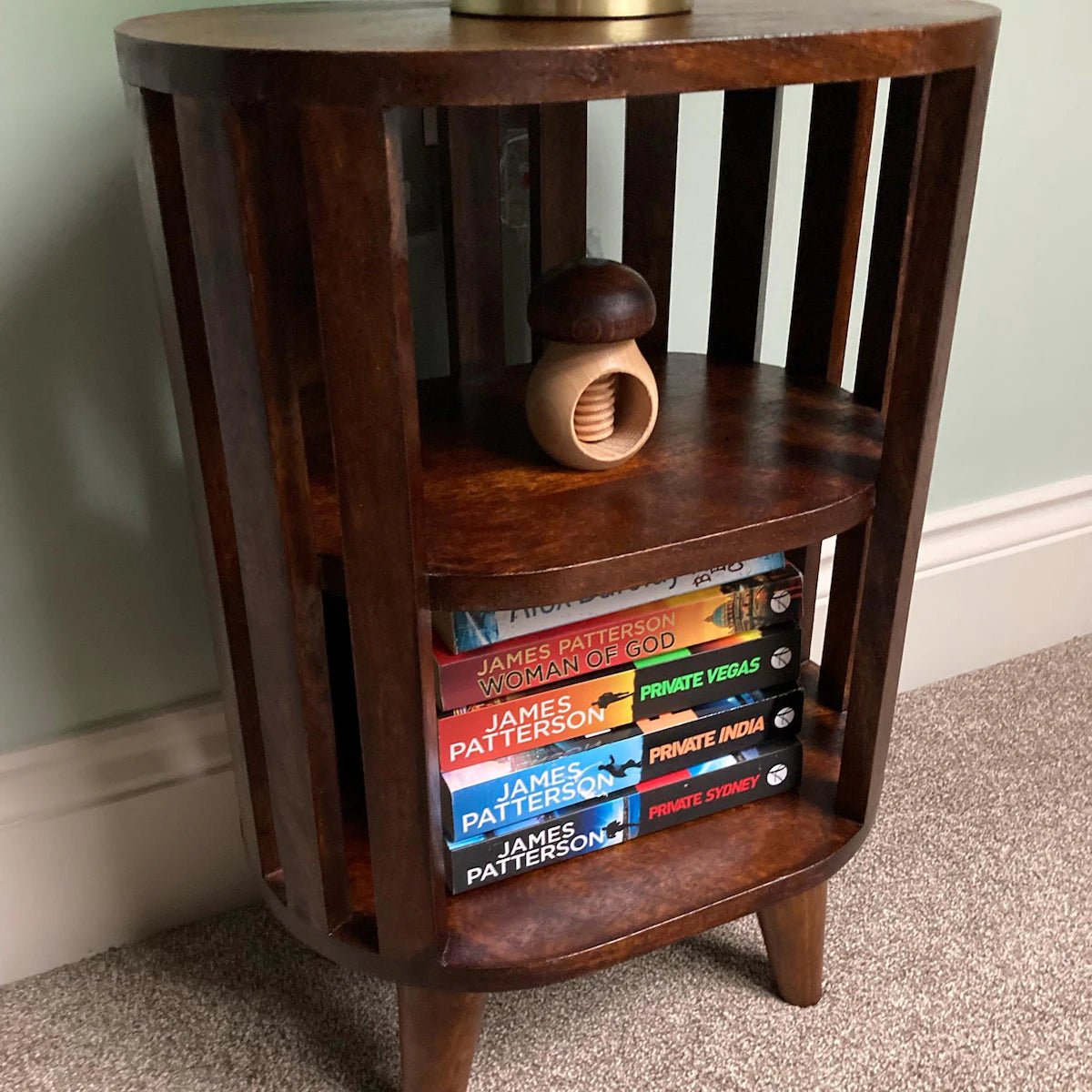 Kimber Slatted Open Bedside Table, Medium - Chestnut Bedside Tables - Bokel Home