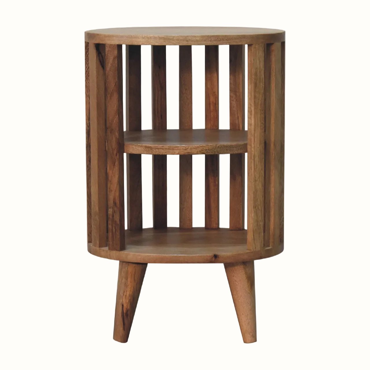 Kimber Slatted Open Bedside Table, Medium - Natural Bedside Tables - Bokel Home