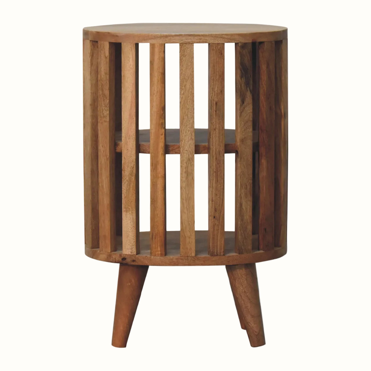 Kimber Slatted Open Bedside Table, Medium - Natural