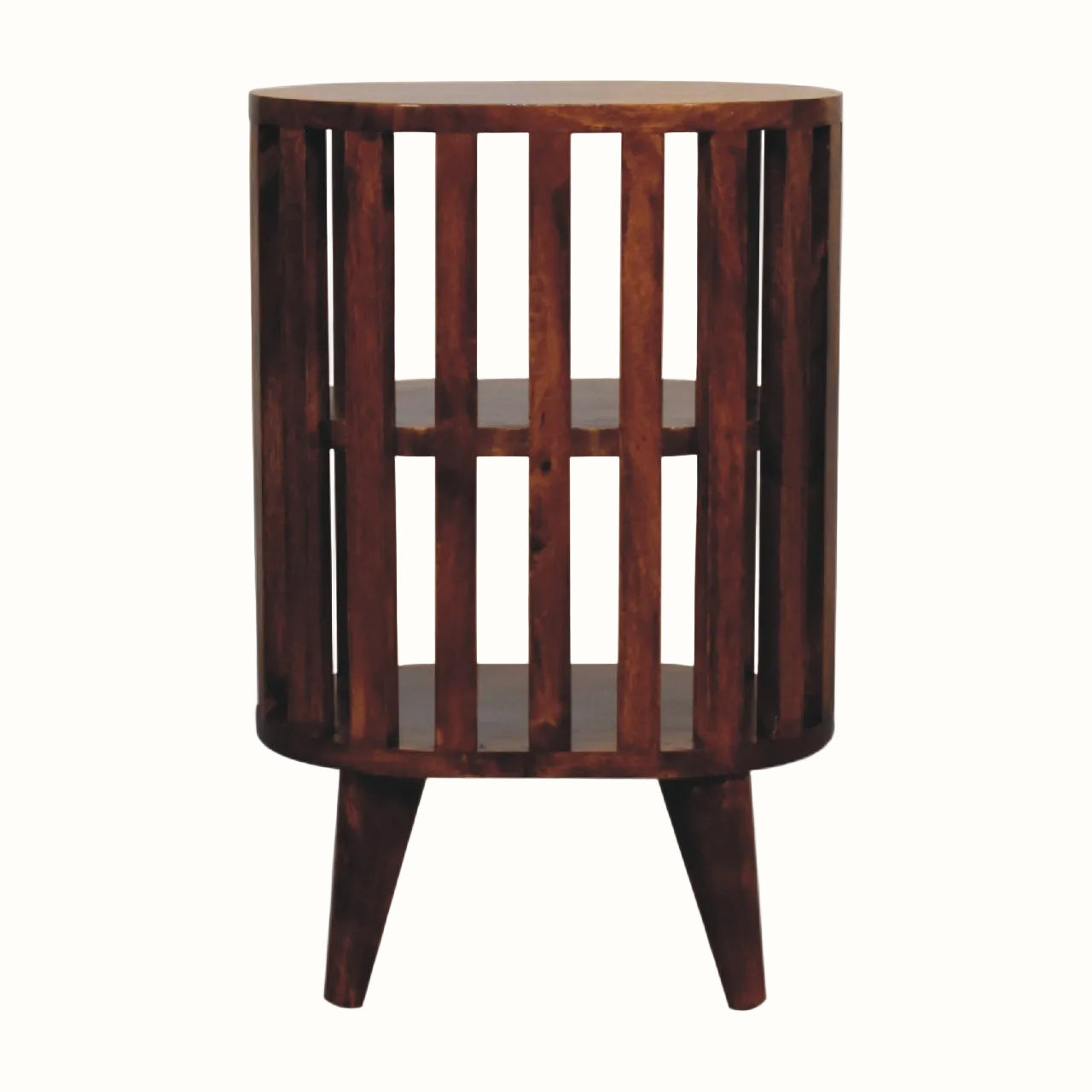 Kimber Slatted Open Bedside Table, Medium - Chestnut