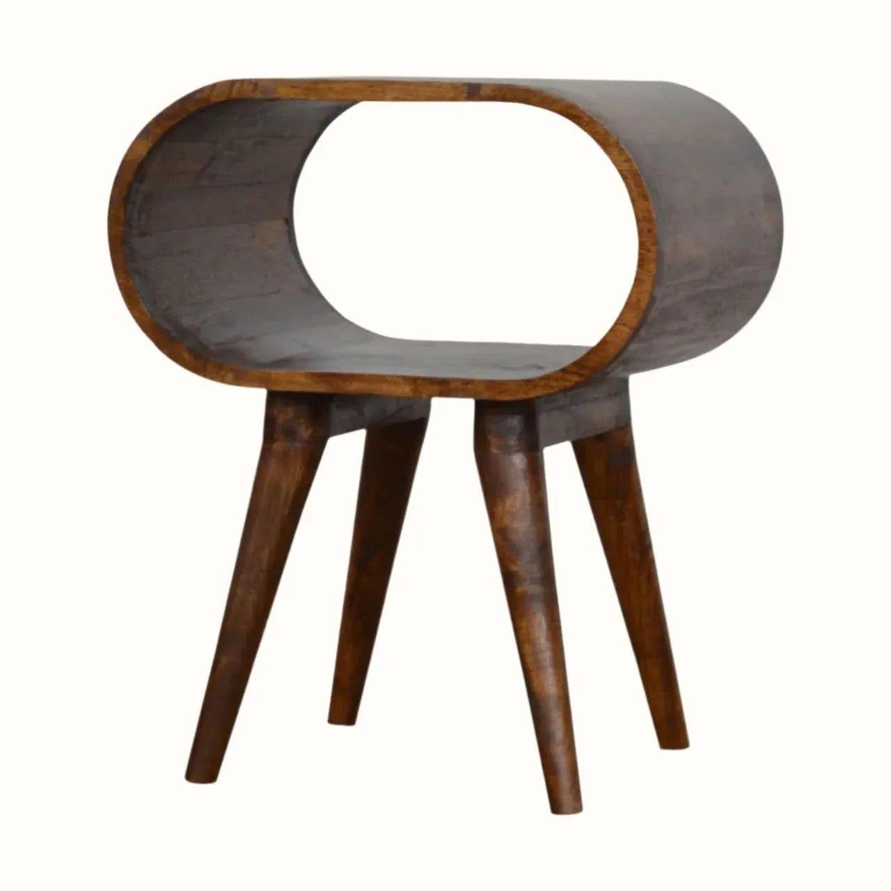 Laurie Open Bedside Table, Medium - Chestnut Bedside Tables - Bokel Home