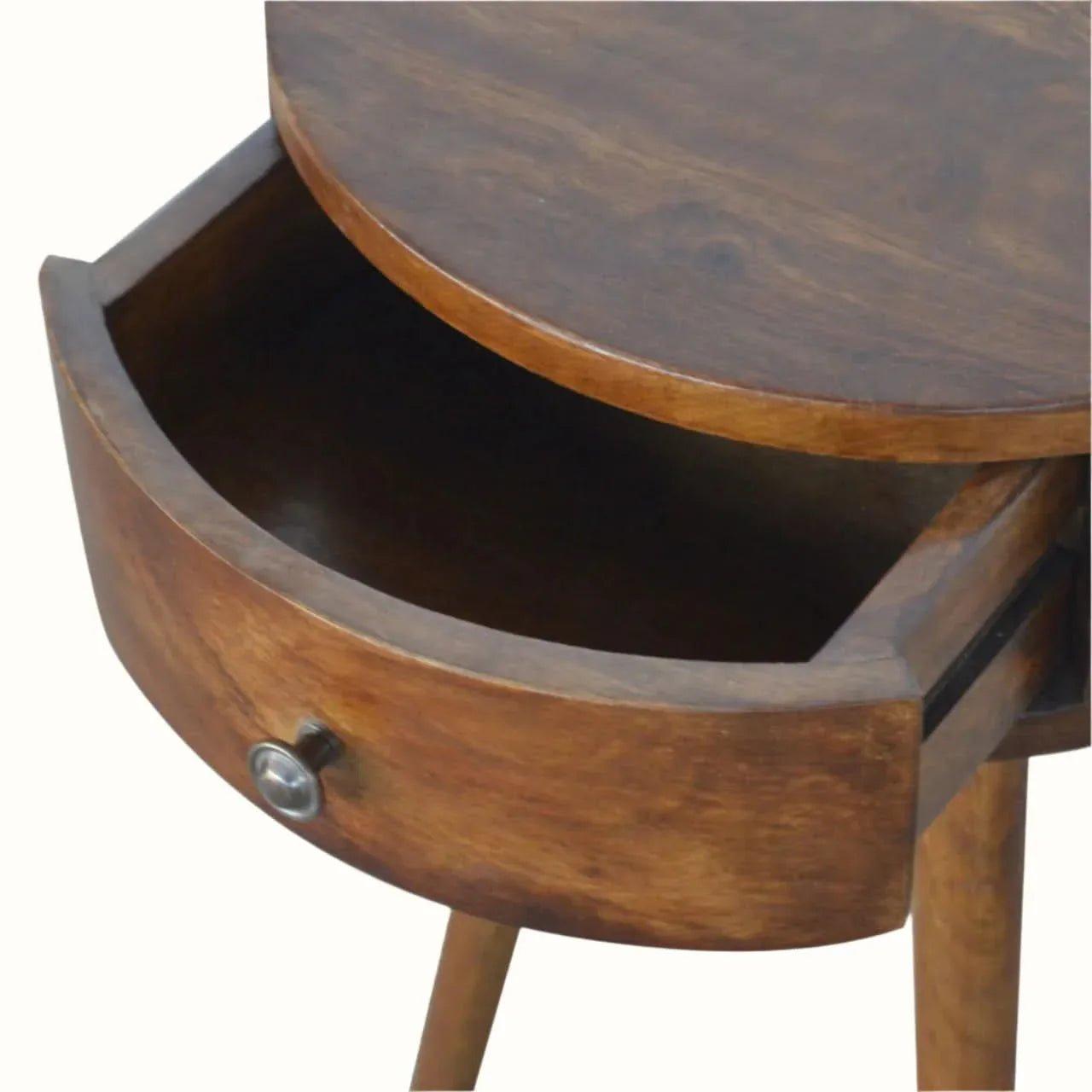 Lauro Bedside Table with 1 Drawer, Small - Chestnut Bedside Tables - Bokel Home