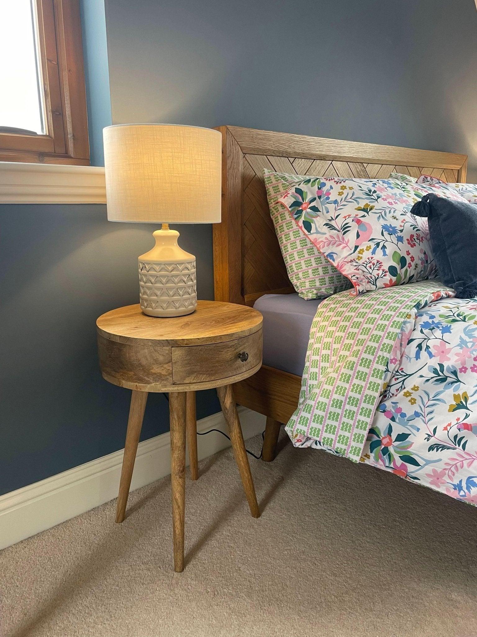 Lauro Bedside Table with 1 Drawer, Small - Natural Bedside Tables - Bokel Home