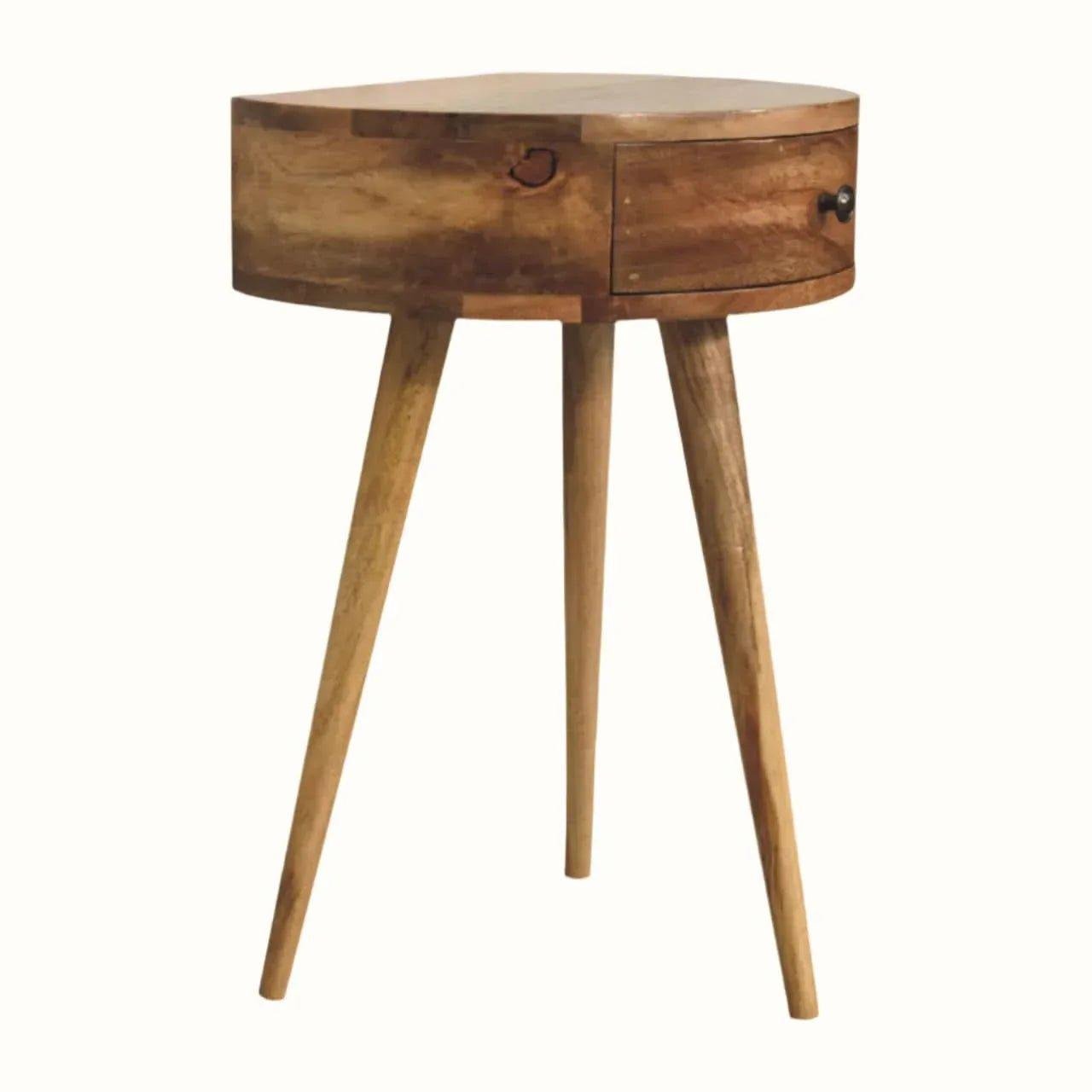 Lauro Semi Circle Bedside Table with 1 Drawer - Natural Bedside Tables - Bokel Home