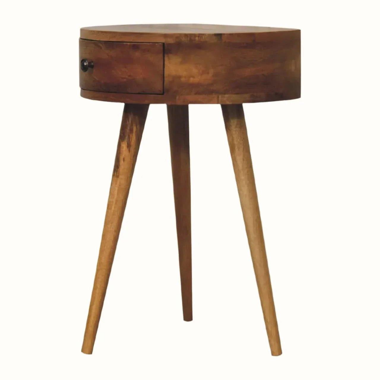 Lauro Semi Circle Bedside Table with 1 Drawer - Natural Bedside Tables - Bokel Home