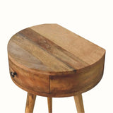 Lauro Semi Circle Bedside Table with 1 Drawer - Natural Bedside Tables - Bokel Home