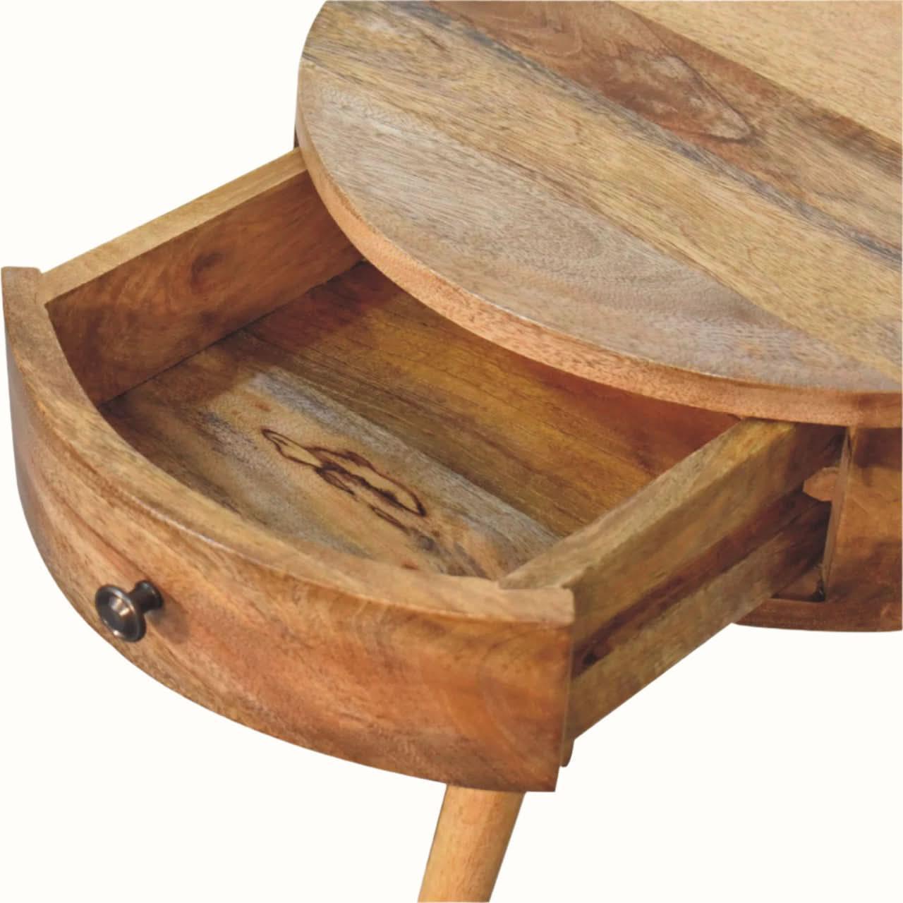 Lauro Semi Circle Bedside Table with 1 Drawer - Natural Bedside Tables - Bokel Home