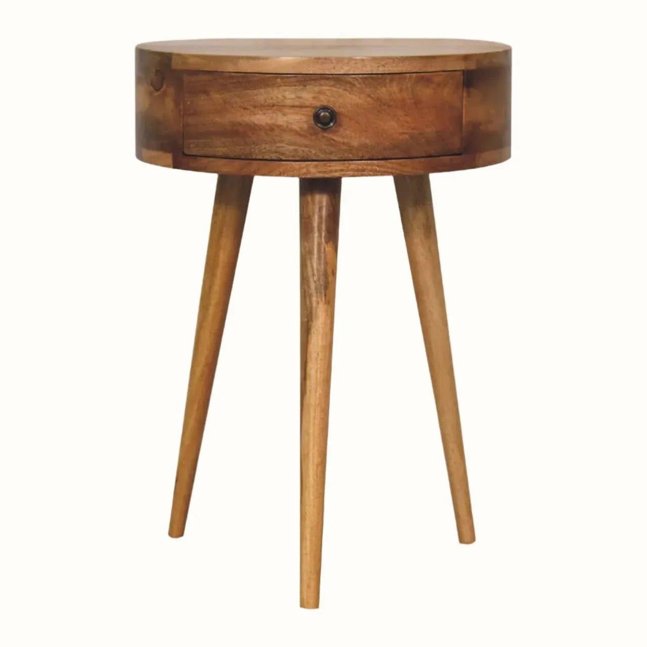 Lauro Semi Circle Bedside Table with 1 Drawer - Natural Bedside Tables - Bokel Home
