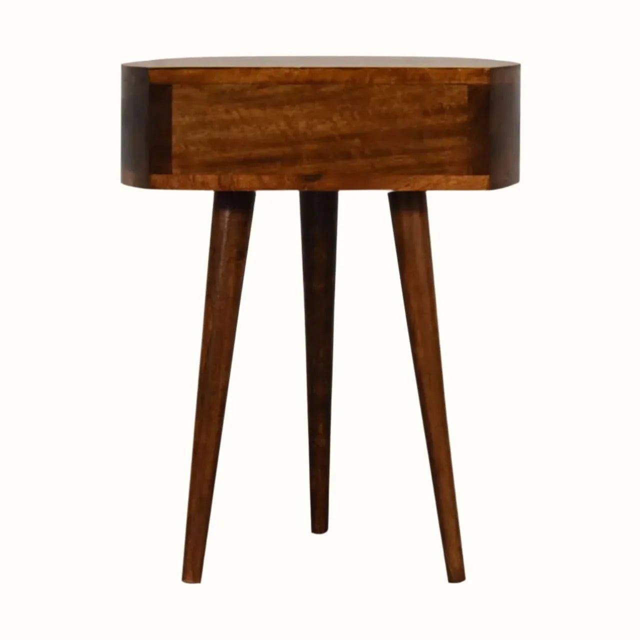 Lauro Semi Circle Bedside Table with 1 Drawer, Small - Chestnut Bedside Tables - Bokel Home