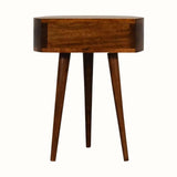 Lauro Semi Circle Bedside Table with 1 Drawer, Small - Chestnut Bedside Tables - Bokel Home