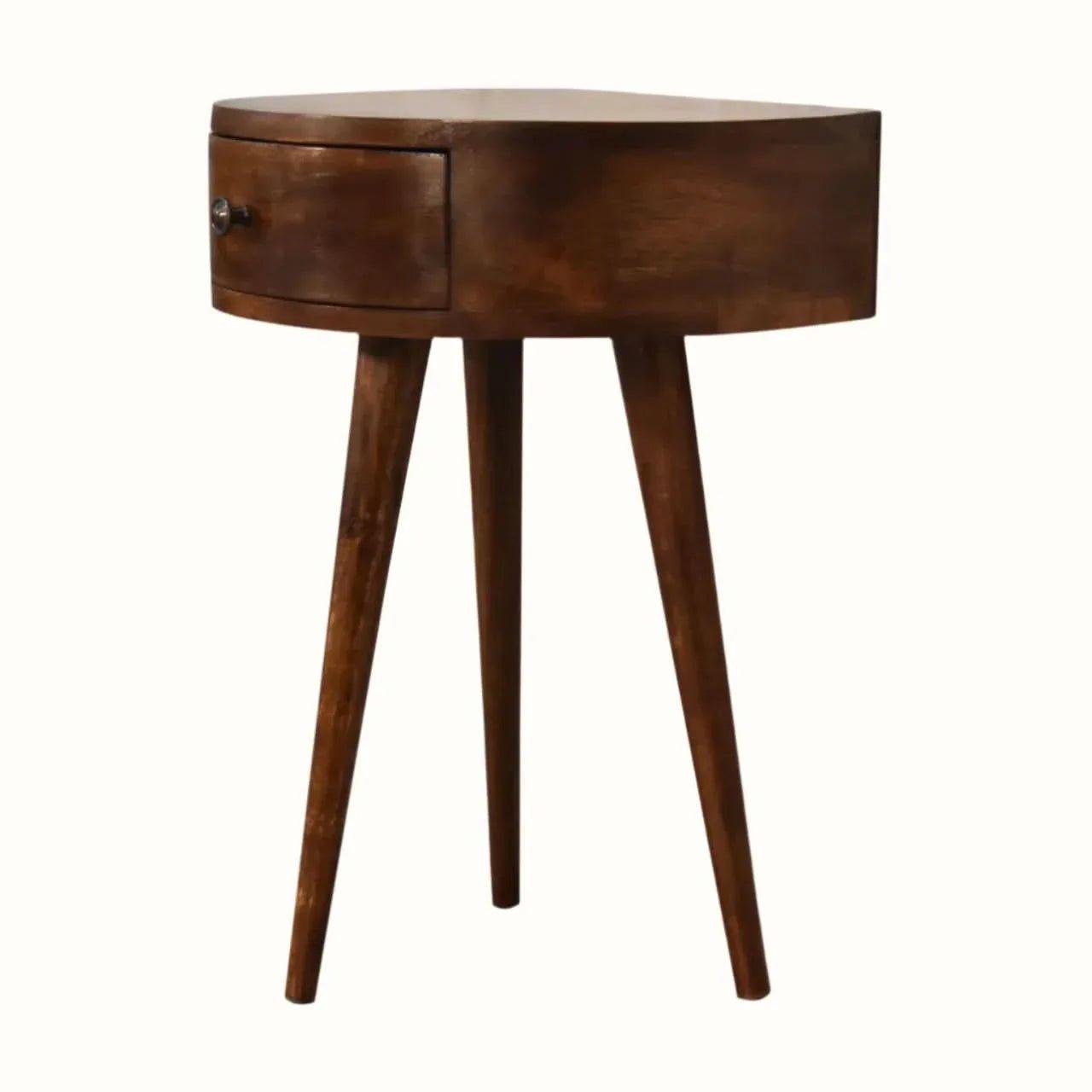Lauro Semi Circle Bedside Table with 1 Drawer, Small - Chestnut Bedside Tables - Bokel Home