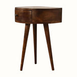 Lauro Semi Circle Bedside Table with 1 Drawer, Small - Chestnut Bedside Tables - Bokel Home
