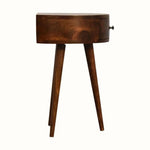 Lauro Semi Circle Bedside Table with 1 Drawer, Small - Chestnut Bedside Tables - Bokel Home