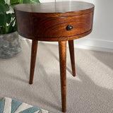 Lauro Semi Circle Bedside Table with 1 Drawer, Small - Chestnut Bedside Tables - Bokel Home