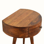Lauro Semi Circle Bedside Table with 1 Drawer, Small - Chestnut Bedside Tables - Bokel Home