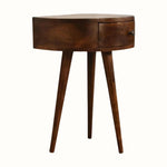 Lauro Semi Circle Bedside Table with 1 Drawer, Small - Chestnut Bedside Tables - Bokel Home